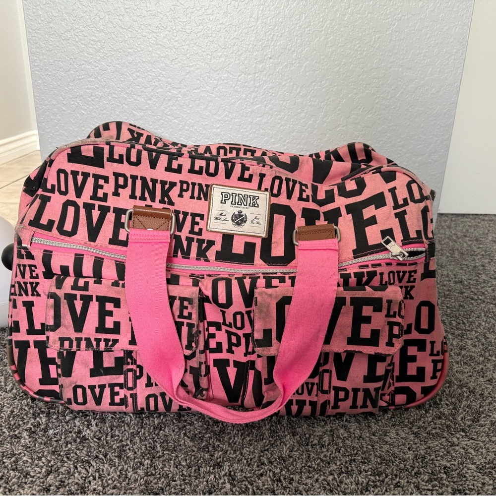 PINK Victoria's Secret Love Print Travel Bag